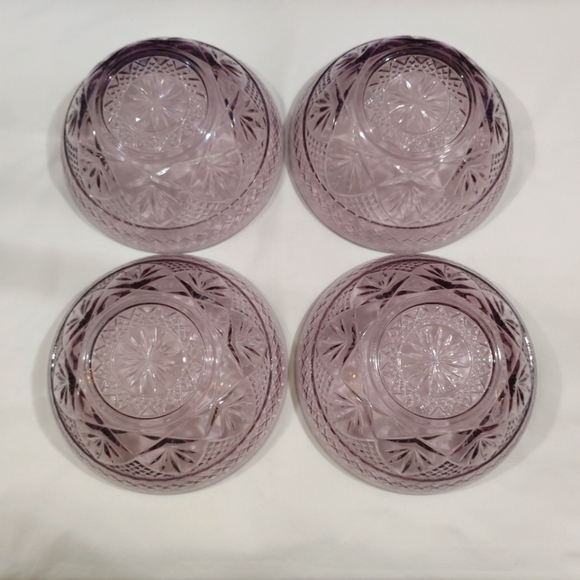 4 Vintage Cristal D'Arques Durand Amethyst Glass 5.5" Bowls Violet Purple Tint - Picture 8 of 13